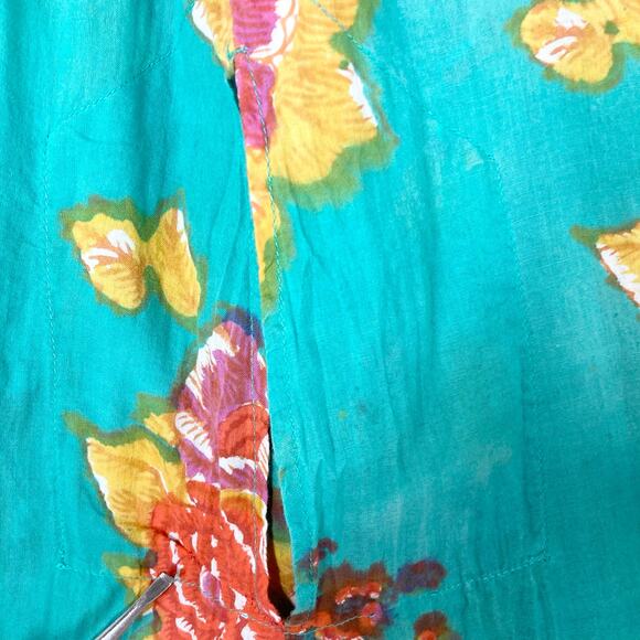 LISA CORTI Milano Dress S Floral Green Pink Gold-Button Henley Long-Sleeve”Kurta - Picture 5 of 15